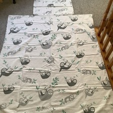 Used Sloth Print Bedding Toddler Duvet Cover & Pillowcase Cot Bed Set Grey Cream