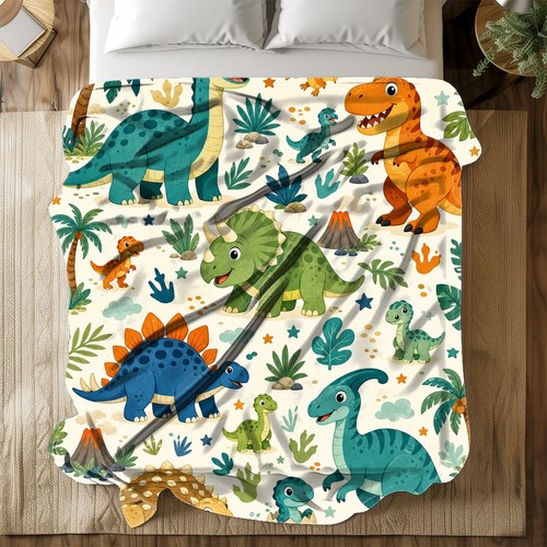 Dinosaur jungle coral fleece - dinosaur,
