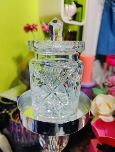 Vintage crystal glass lidded - glass,