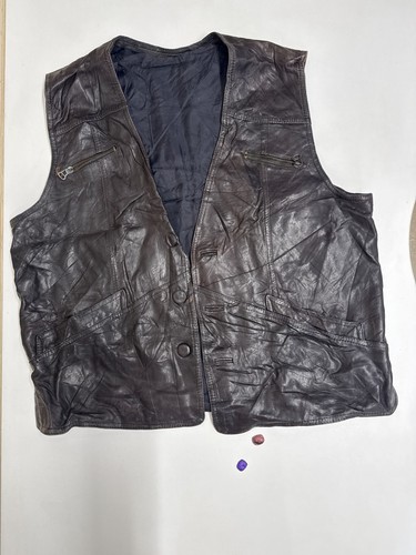 Vintage leather waistcoat - , 50"