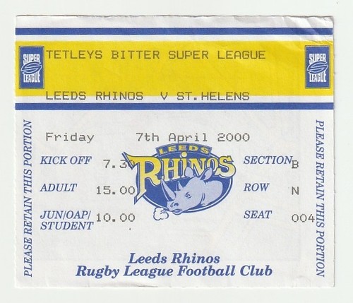 2000 rugby league ticket - rugby,