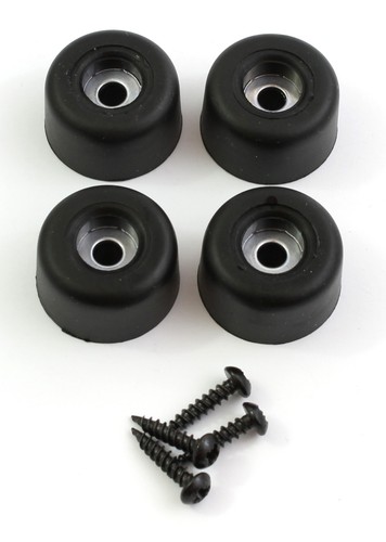 Black rubber screw feet - rubber, in
