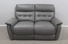 Furniture Village Springer Mushroom Grey Leather Power Reclining 2 Seater Sofa