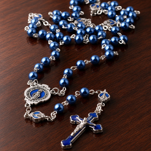 Beautiful blue catholic rosary - blue,