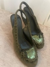 Women vamp slip on heel shoes