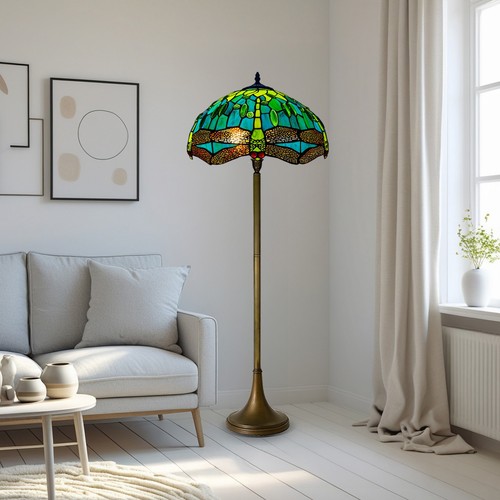 Green tiffany floor lamp - green,