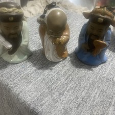 Trio Of Chinese Mud Men Clay Pottery 4 Inch Figurines
