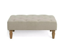 Habitat Barnwell Footstool Natural | Modern Fabric Ottoman Living Room Seat