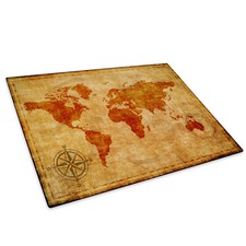 Cool Retro Brown World Map Glass Chopping Board Kitchen Worktop Saver Protector