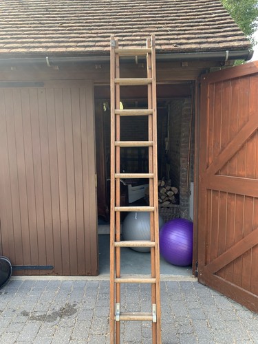 Wooden roof ladder 16ft - wooden,