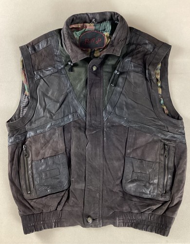 Vintage leather vest waistcoat - leather,