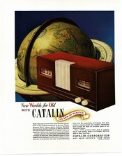 1940 Catalin Corp. Plastic Clock Radio Globe Vintage Print Ad