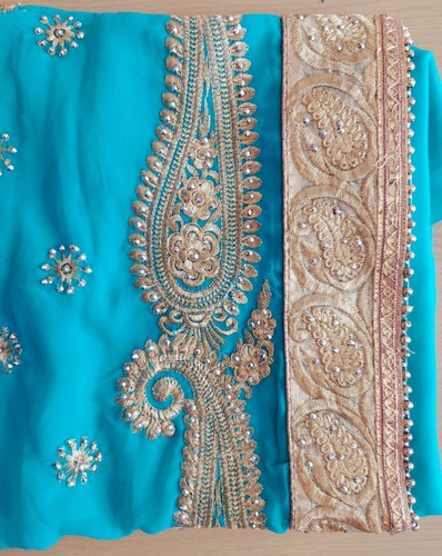 Turquise saree with - turquise, blouse
