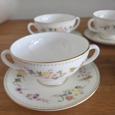Wedgwood Mirabelle Bone China 4.5" Soup bowls with Saucer Set Of Six