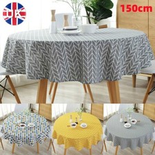 Round Table Cloths Cotton Linen Cover Garden Dining Tableware Party Tablecloth