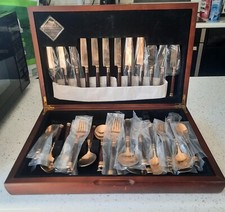 Vintage Rosewood Bronze Cutlery Canteen Set ~ 44 pieces.
