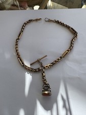 Fancy & Trombone Link Double Albert Chain Marked ‘9C’ With Gold Fob Seal
