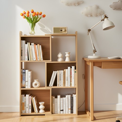 Tier wooden shelf bookcase - wooden,