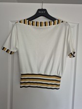 Freddies Of Pinewood Ivory Top With Yellow And Black Stripe Trim XL Brand New