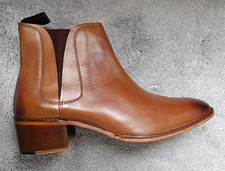 Gucinari Men's Tan Leather Ankle Chelsea Boots Size UK 8 EU 42 