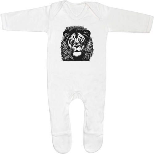 Lion portrait baby romper - portrait',