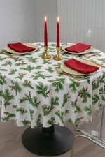 Ralph lauren Pine & Berry table cloth Round 90inch, 100% COTTON, 6-8 PERSON