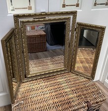 Triple Mirror Gold Gilt Dressing Table Top Mirror adjustable Solid Quality 70s