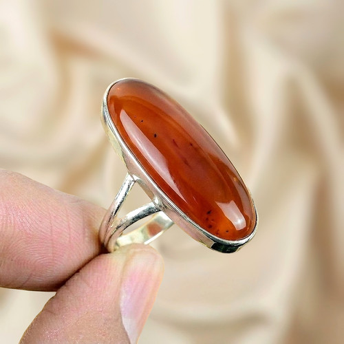 Carnelian gemstone silver ring - gemstone,