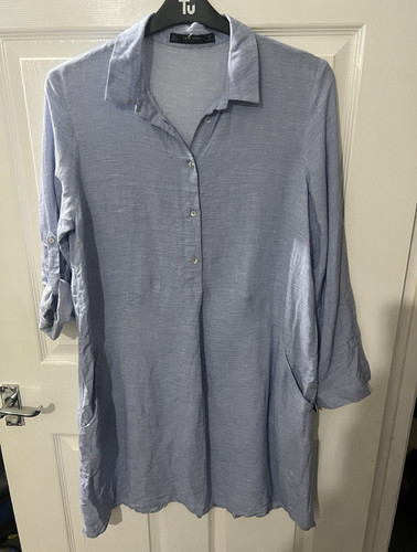 Zara blue solid collared neck - zara,
