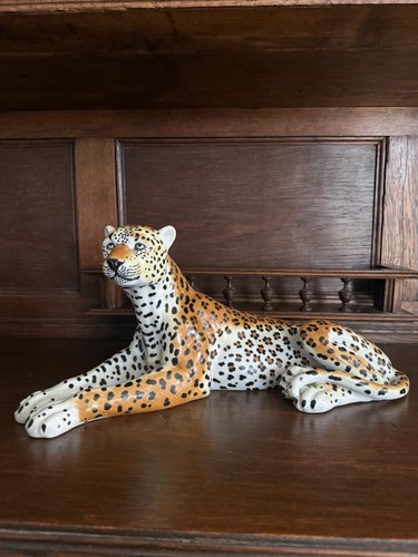 Porcelain leopard statue - porcelain,