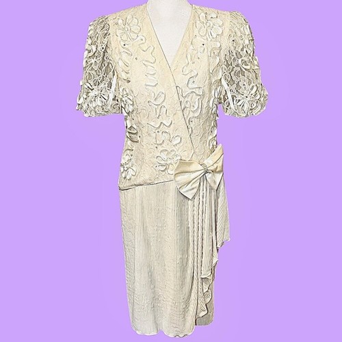 Leslie fay vtg 80s ivory - leslie,