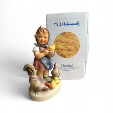 Goebel Hummel Figurine "Feeding Time" Girl with Chickens 199/0 69 No Chips