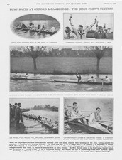 ROWING Bump Races at Oxford & Cambridge 2 x Vintage Prints 1932
