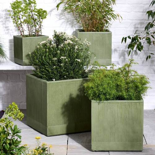 Green garden square plant pots - garden,