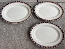 3x Wood & Sons Windsor Royal Semi Porcelain Oval Serving Platter 30cm & 27.5cm