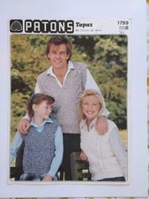 Patons Vintage Knitting Pattern 1799 Family Sleeveless Sweaters 26 -44" Topaz