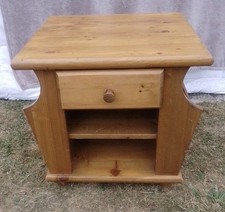 Upcycle Pine Magazine Rack And Side Table With Single Draw & Single Wooden Shelf