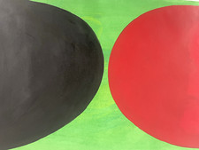 Terry Frost Abstract Painting Signed Green Red Curve Interior Home Decor  C66