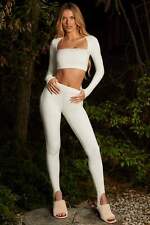 Oh Polly Leggings Womens White Stirrup Double Layered (LEGGINGS ONLY)