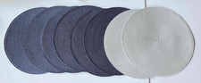 Eight Large Woven Round Placemats  - Washable - Set of 6 Blue, 2 Silver - New