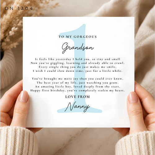 1st birthday card - birthday, card-personalised