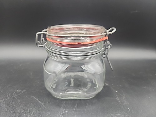 Clear glass hermetic jar - clear, bail