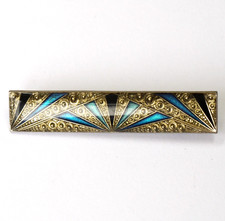 Vintage Enamel Pierre Bex style Art Deco geometric brooch