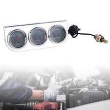 Car Triple Gauge Set Mechanical Chrome Plated 3 In 1 Voltage Oil Pressure Water