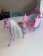 Vintage and Rare Barbie Swan Lake Lila Unicorn and Carriage from 2003