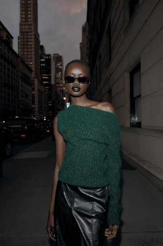 Zara bottle green - green, asymmetric