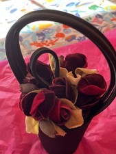 Vintage Retro Lulu Guinness Velvet Red Roses Bouquet Clutch Bag Valentine’s Day