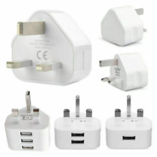 UK Mains 3 Pin Plug Adapter Wall Charger 1/2/3-Port Dual USB For Phones Tablets