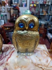 Vintage Solid Brass Owl Spill Match Vesta Holder