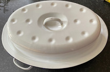 Enamel Roasting Tin with Lid -  White / Blue trim-30x20cm -  Ref 76